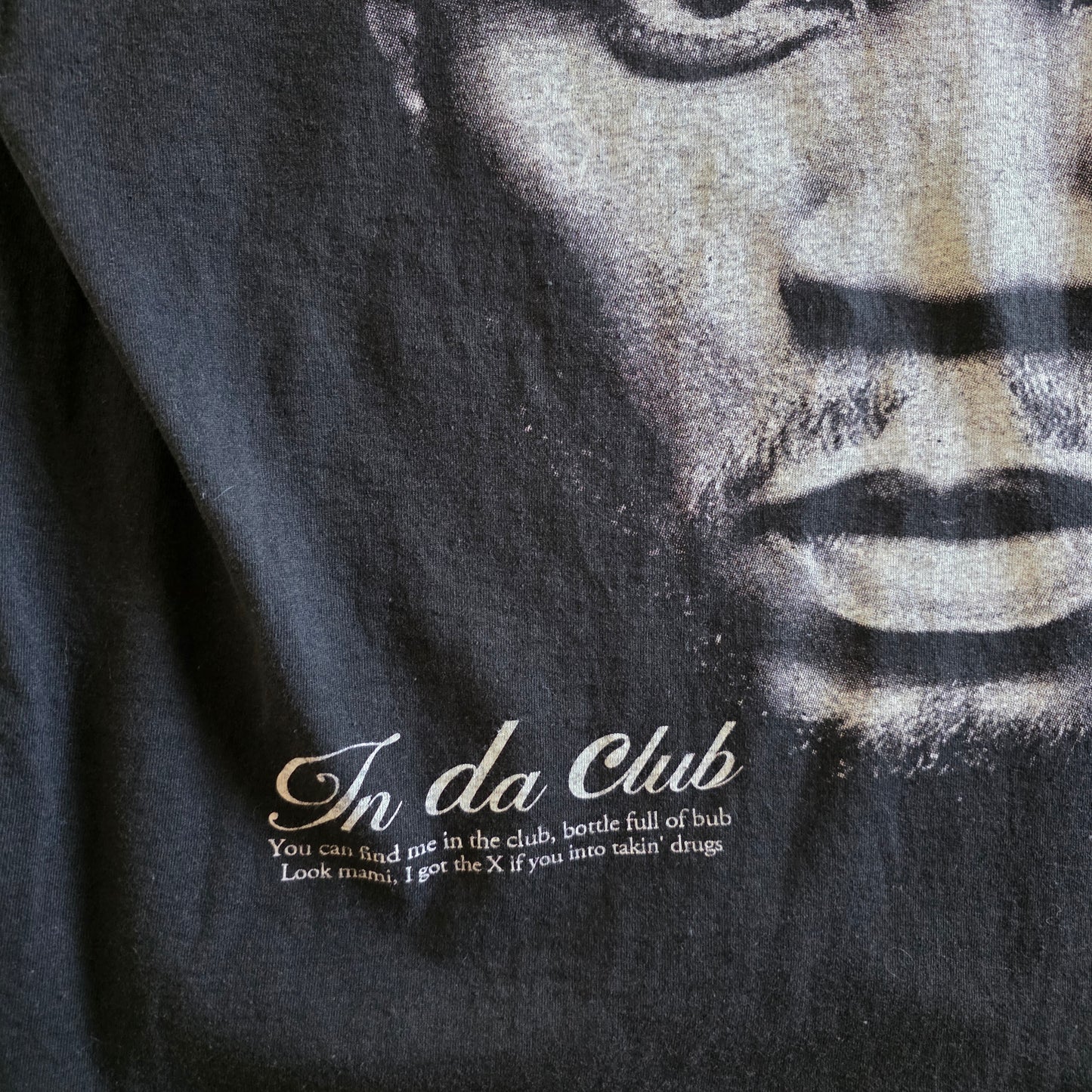 50 Cent Big Print Portrait In Da Club Double-sided Tee Tshirt XL Black