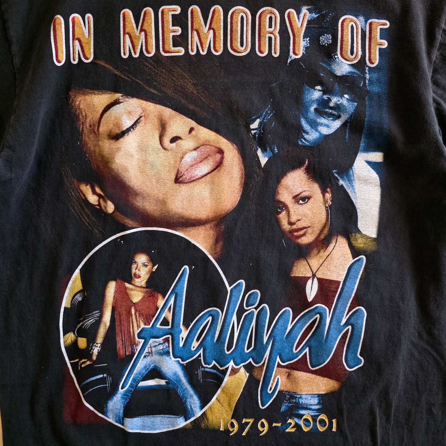 Aaliyah Memorial One In Million Graphic Tee Tshirt Large L Faded Black