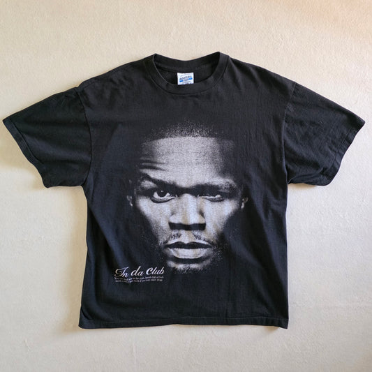 50 Cent Big Print Portrait In Da Club Double-sided Tee Tshirt XL Black