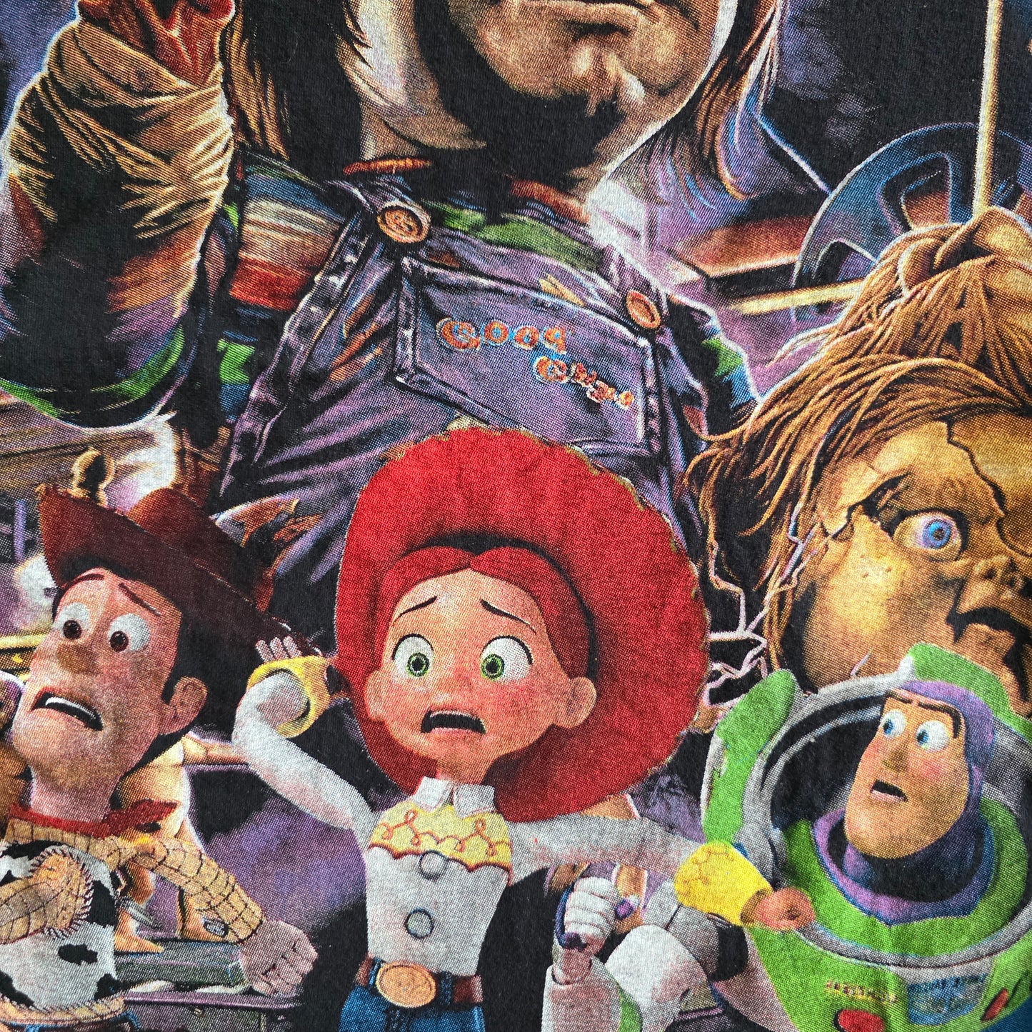Chucky X Toy Story Mashup All Over Print Overprint OVP Tee Tshirt Large Black
