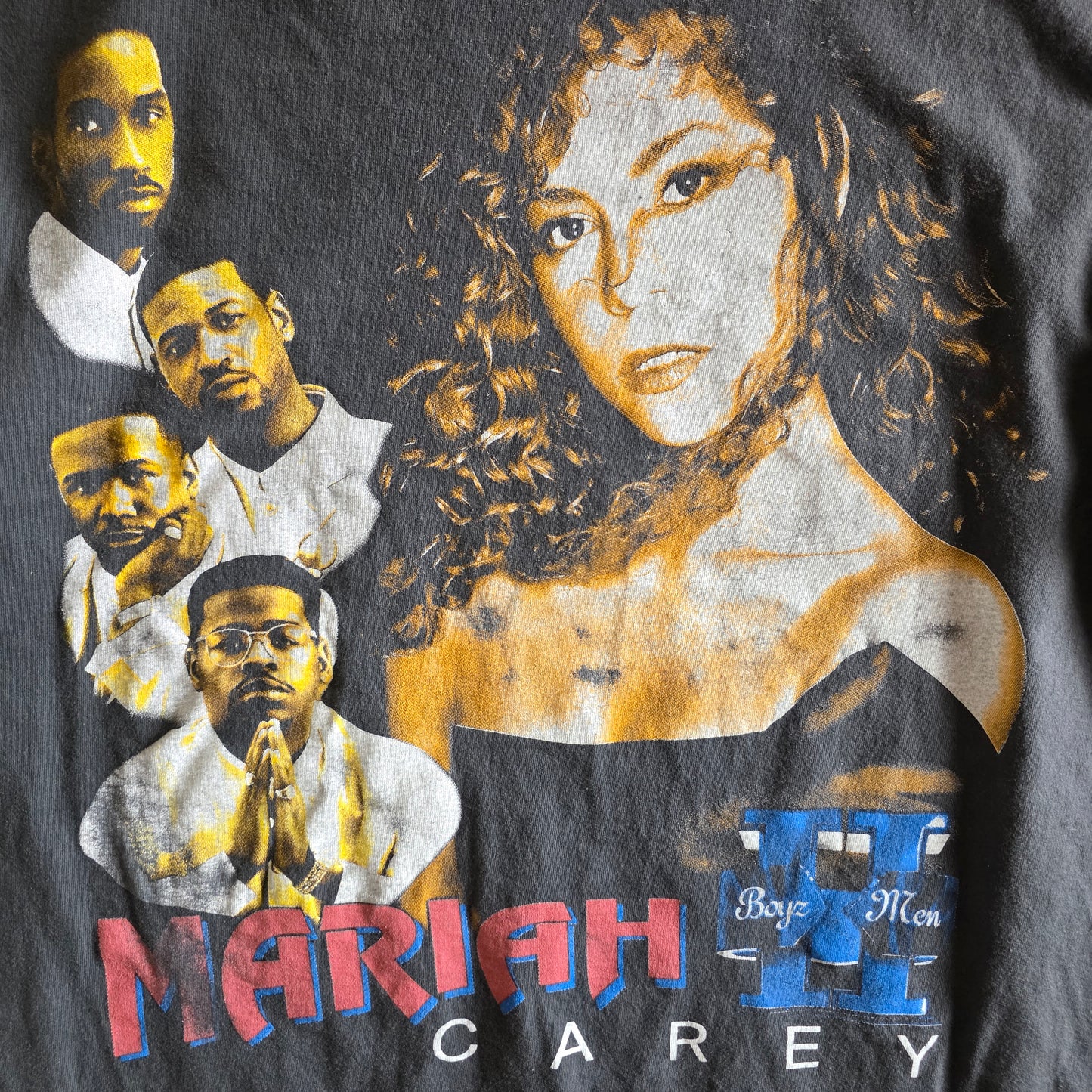 Mariah Carey Boyz II Men One Sweet Day Double-sided Tshirt L Faded Black