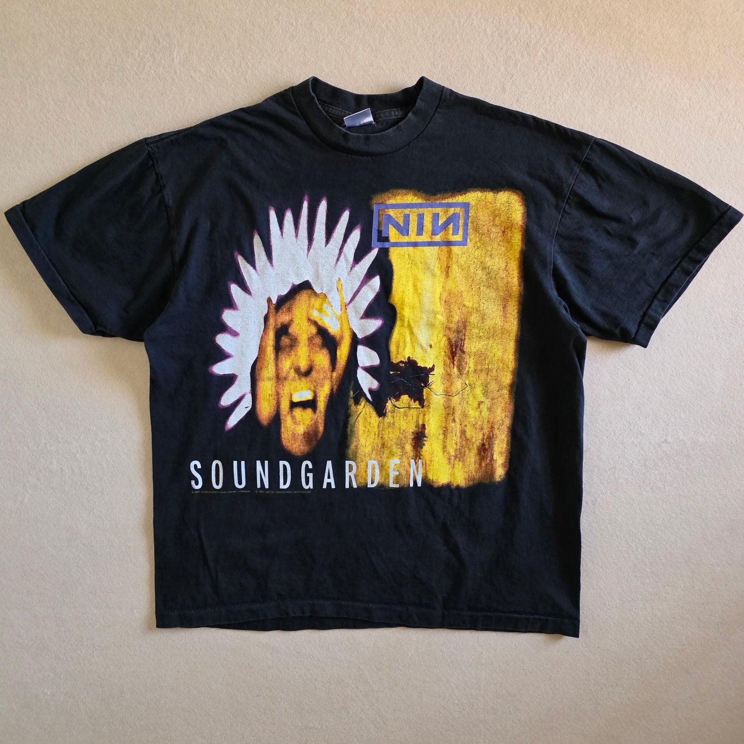 Soundgarden Nine Inch Nails Canadian Tour Print Tshirt Faded Black XL