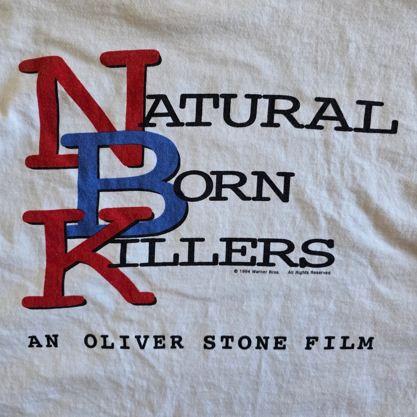 Natural Born Killers Movie T Shirt Oliver Stone Graphic Washed White Tee XL