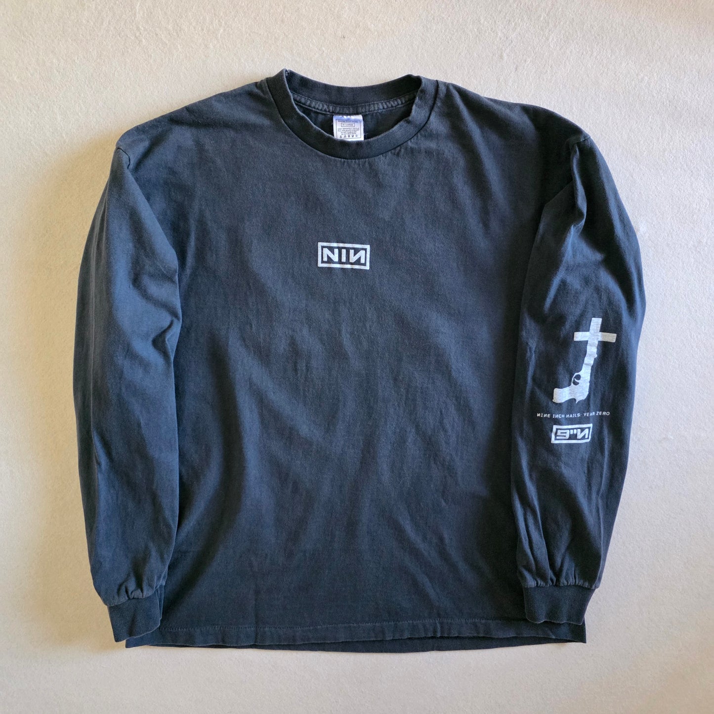 Nine Inch Nails The Downward Spiral Year Zero Long Sleeve Tshirt Faded XL