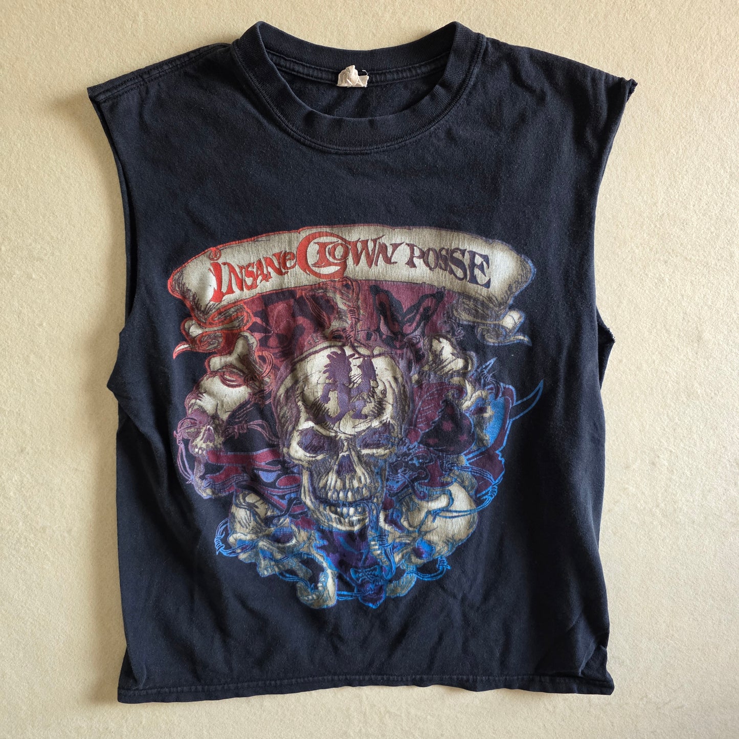 Insane Clown Posse ICP Anvil Tee Tshirt Medium Faded Black Cut Off