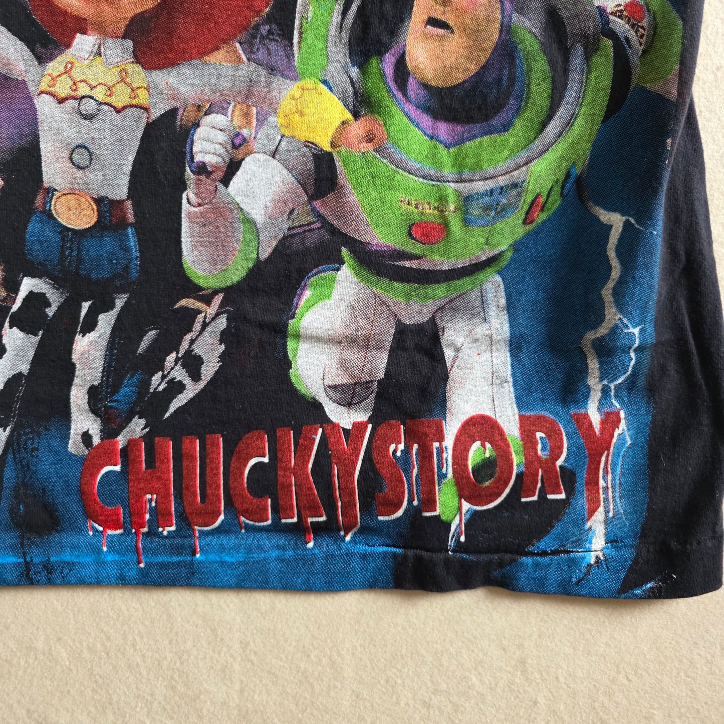 Chucky X Toy Story Mashup All Over Print Overprint OVP Tee Tshirt Large Black