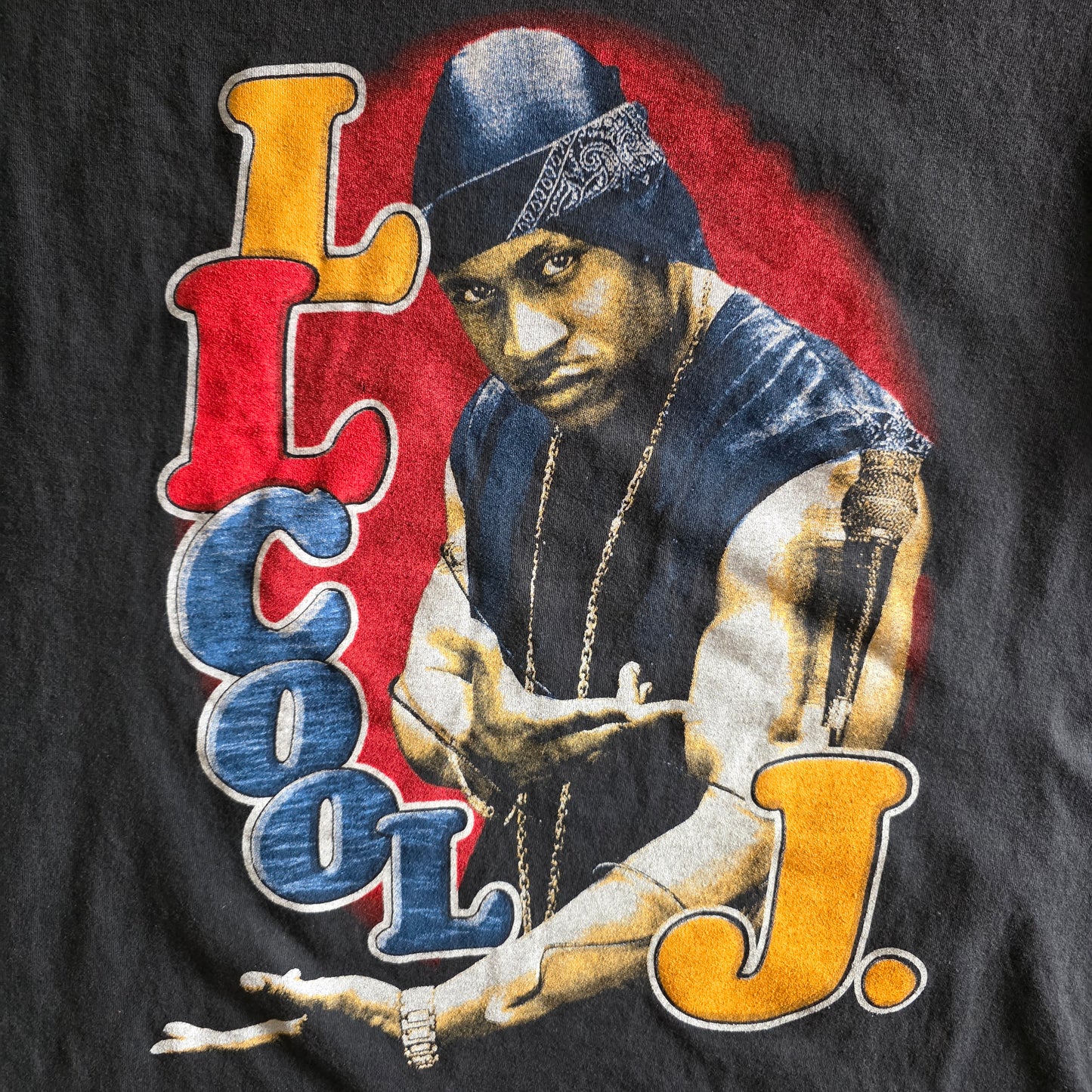 LL Cool J 90s Style Print Rap Tee Tshirt Faded Black L Large