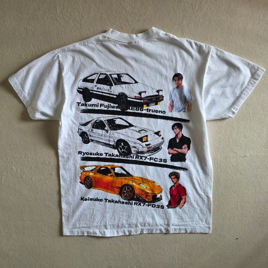 Initial D Double-sided Anime Racing Tshirt L White