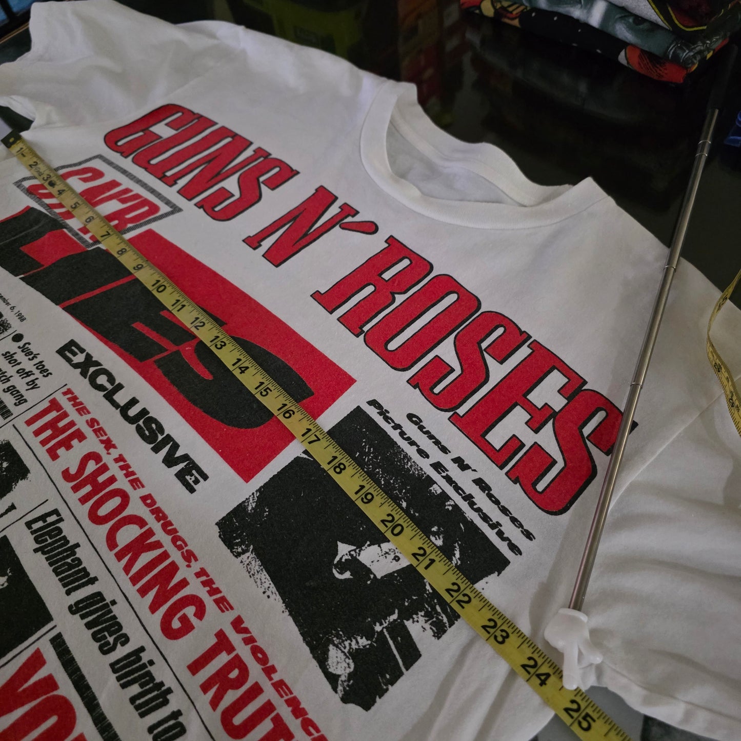 Guns N Roses GNR Newspaper Overprint All Over Print Tee Tshirt XXL