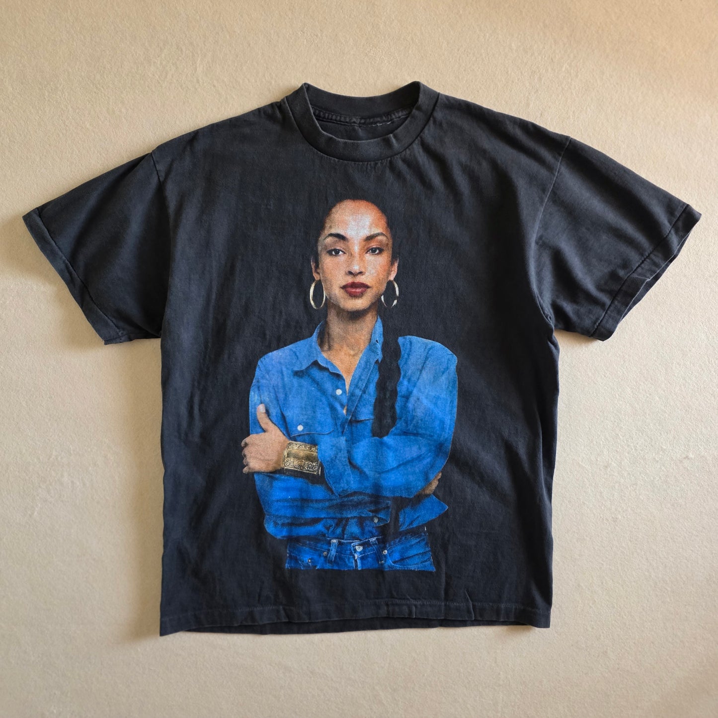 Sade Portrait Big Print Double-sided Tshirt Faded Black Large