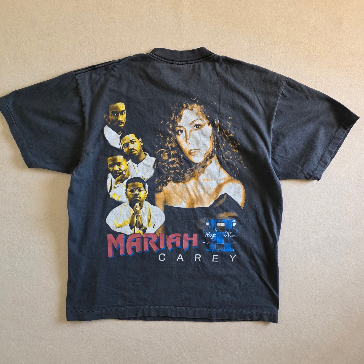 Mariah Carey Boyz II Men One Sweet Day Double-sided Tshirt XL Faded Black