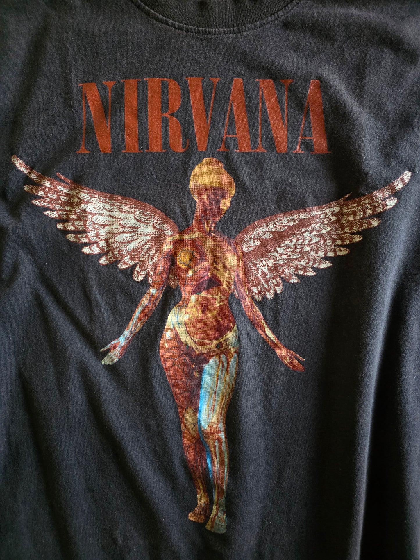 Nirvana In Utero 4 Sided Print Long Sleeve Tee Tshirt Faded Out XL