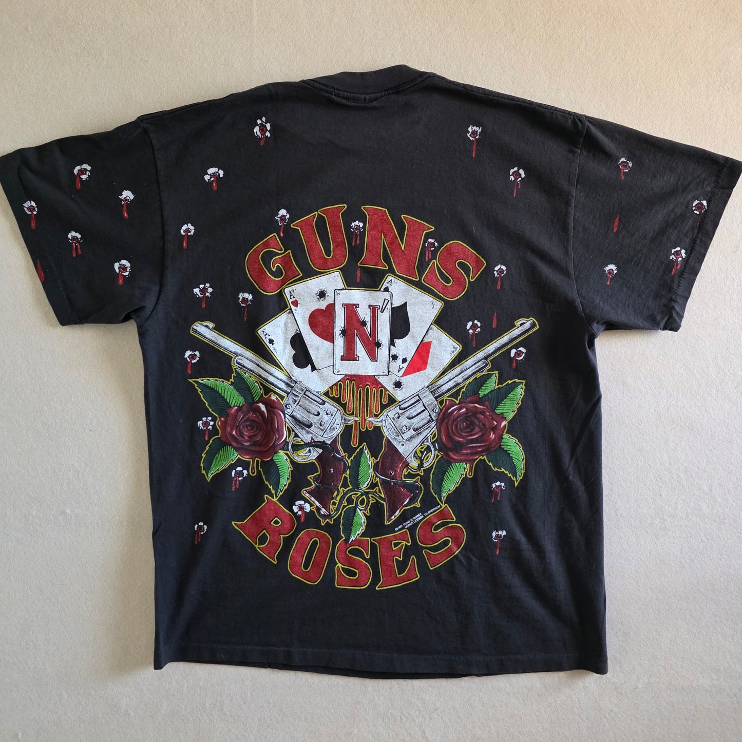 Guns N Roses GNR Overprint All Over Print Tee Tshirt XL