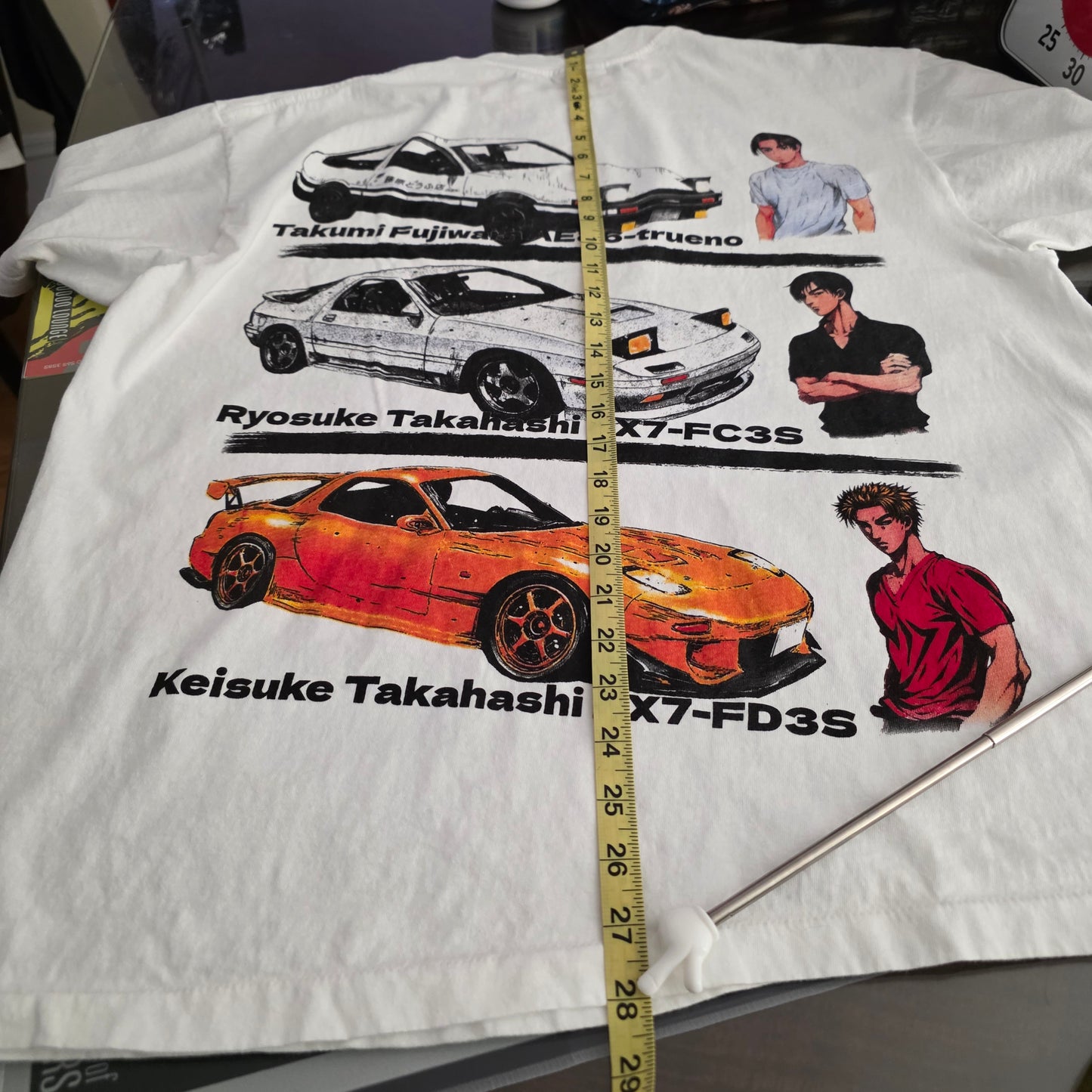 Initial D Double-sided Anime Racing Tshirt XL White