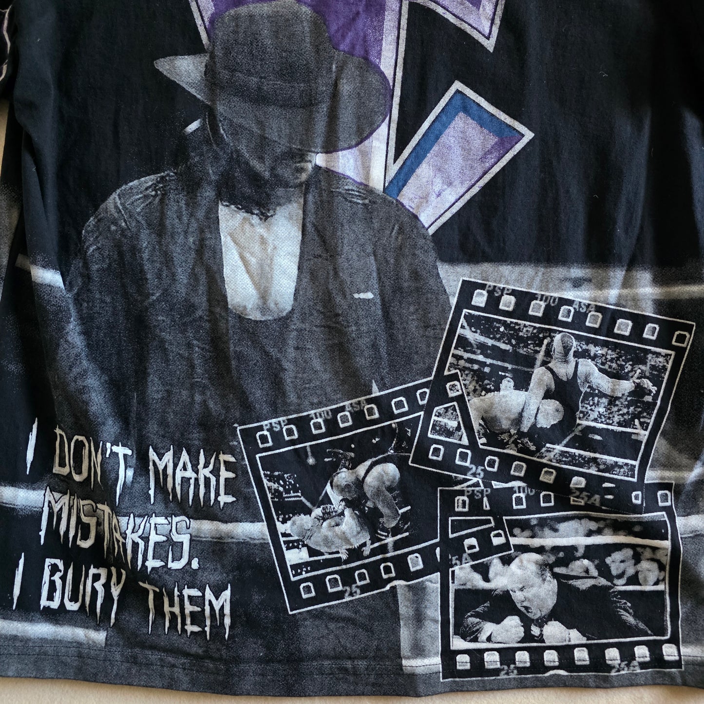 The Undertaker WWF Overprint All Over Print Tshirt Tee XL Original Print