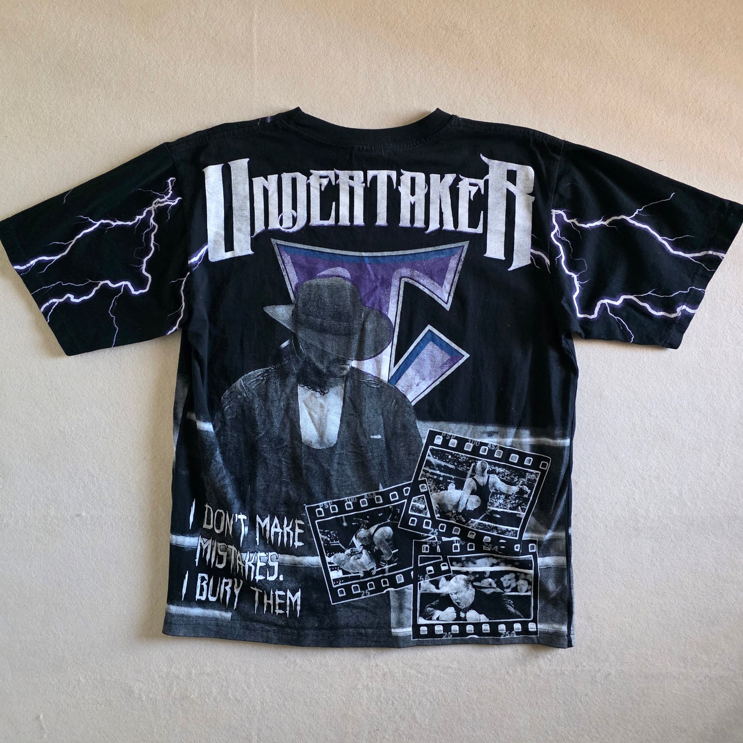 The Undertaker WWF Overprint All Over Print Tshirt Tee XL Original Print