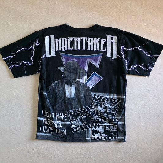 The Undertaker WWF Overprint All Over Print Tshirt Tee XL Original Print