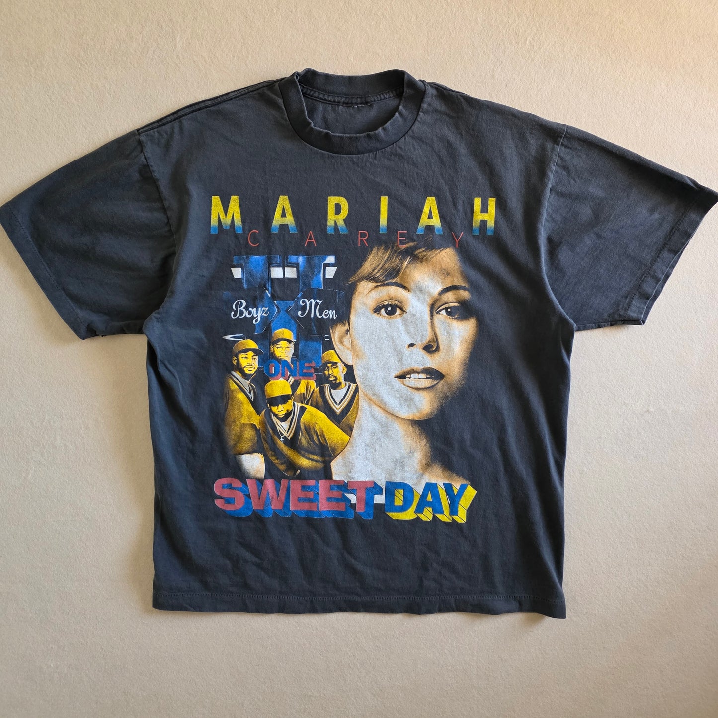 Mariah Carey Boyz II Men One Sweet Day Double-sided Tshirt XL Faded Black