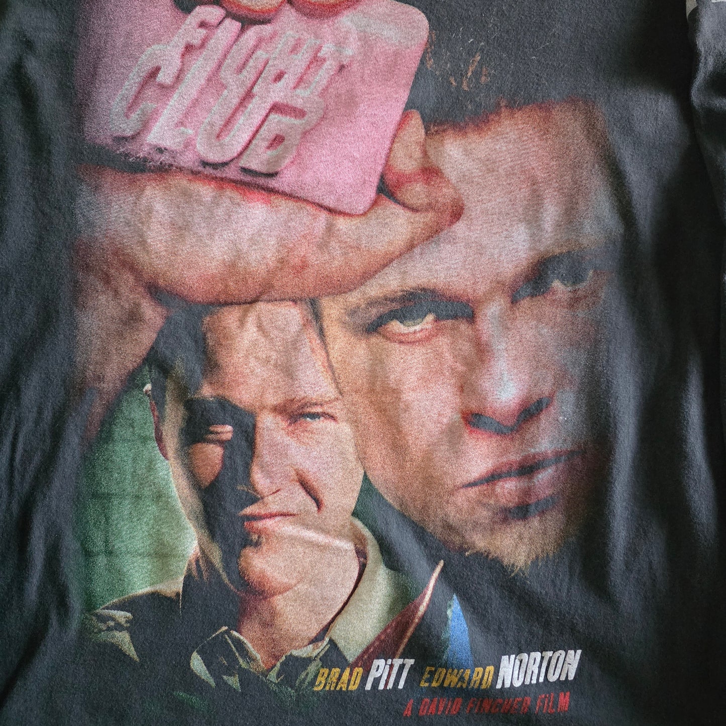 Fight Club Brad Pitt Edward Norton Enzyme Washed Long Sleeve Movie Tshirt Faded