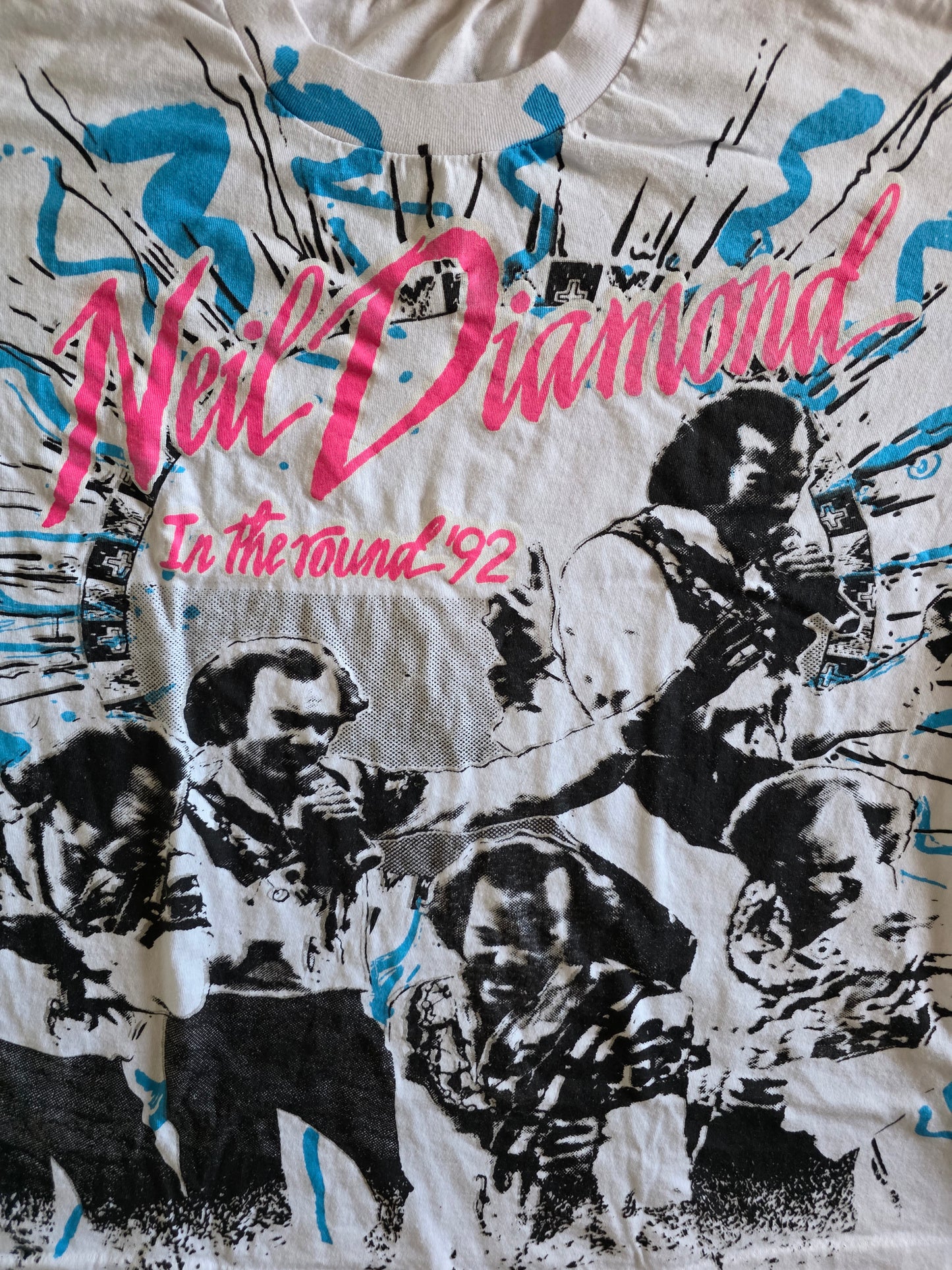 Neil Diamond In The Round 92' Overprint All Over Print Tee Tshirt XL Upcycled