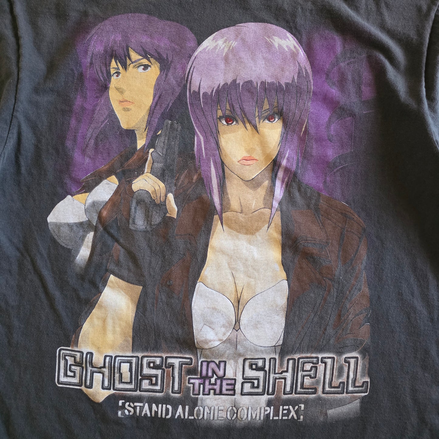 Ghost In The Shell Stand Alone Complex Double-sided Anime Tshirt L Faded Black