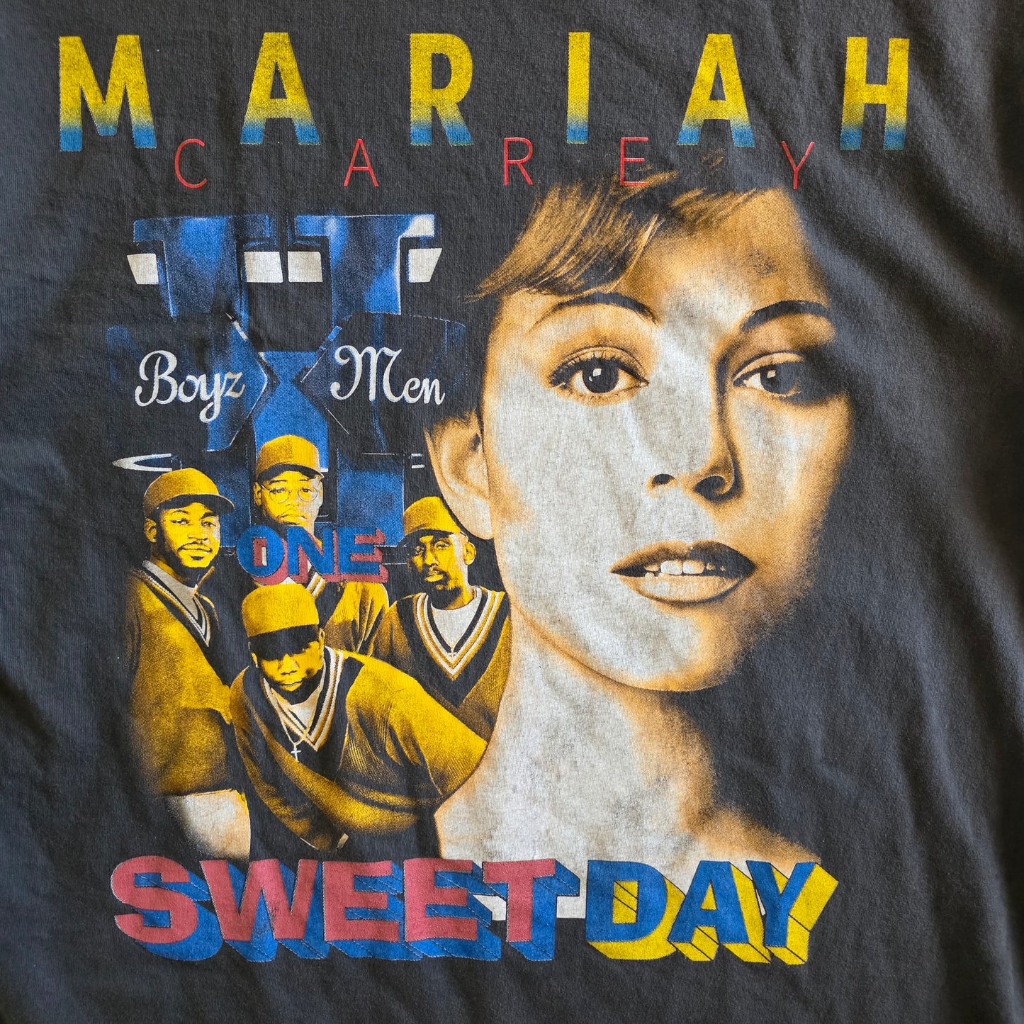 Mariah Carey Boyz II Men One Sweet Day Double-sided Tshirt XL Faded Black