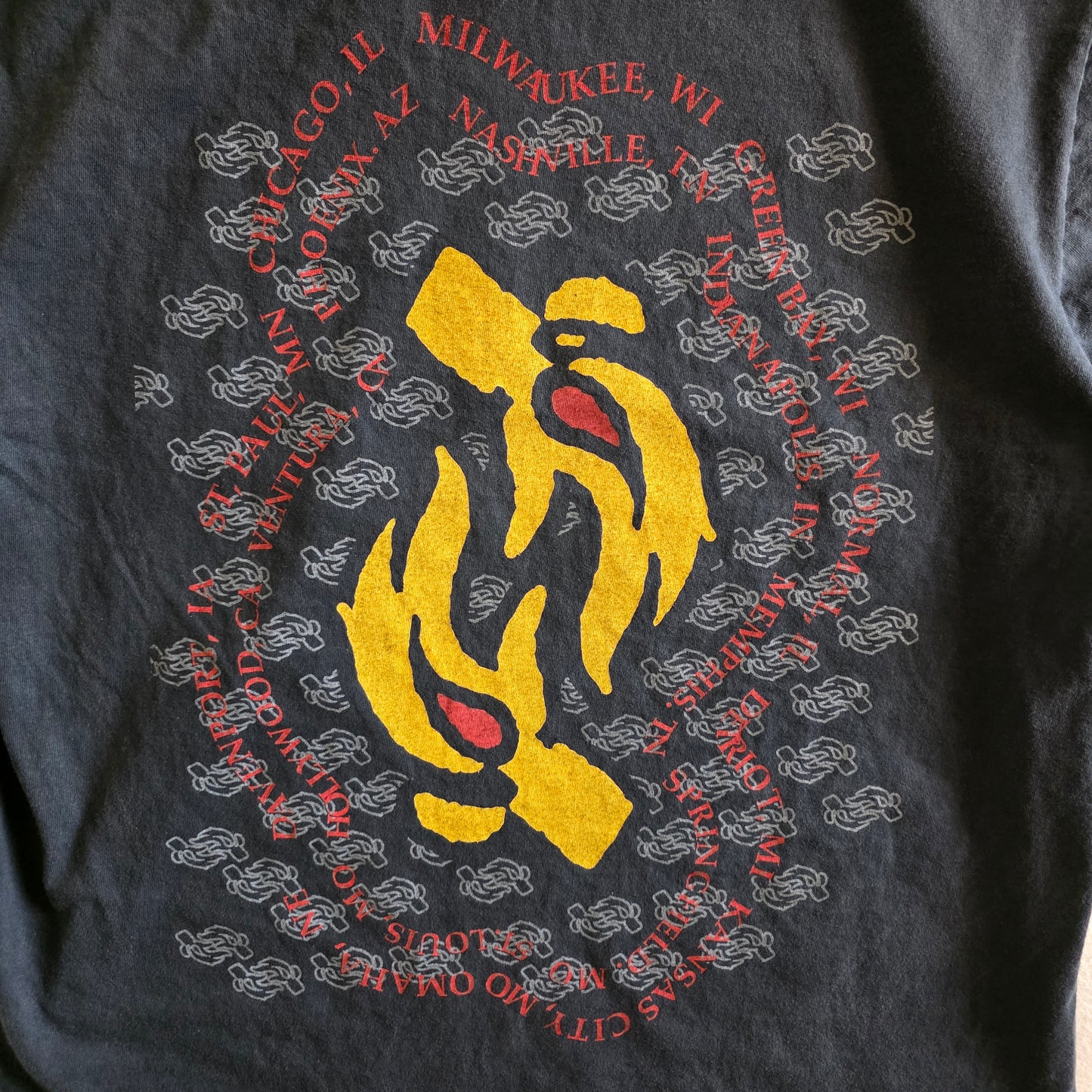 Soundgarden Badmotorfinger 1991 Tour Print Tshirt Faded Black Large