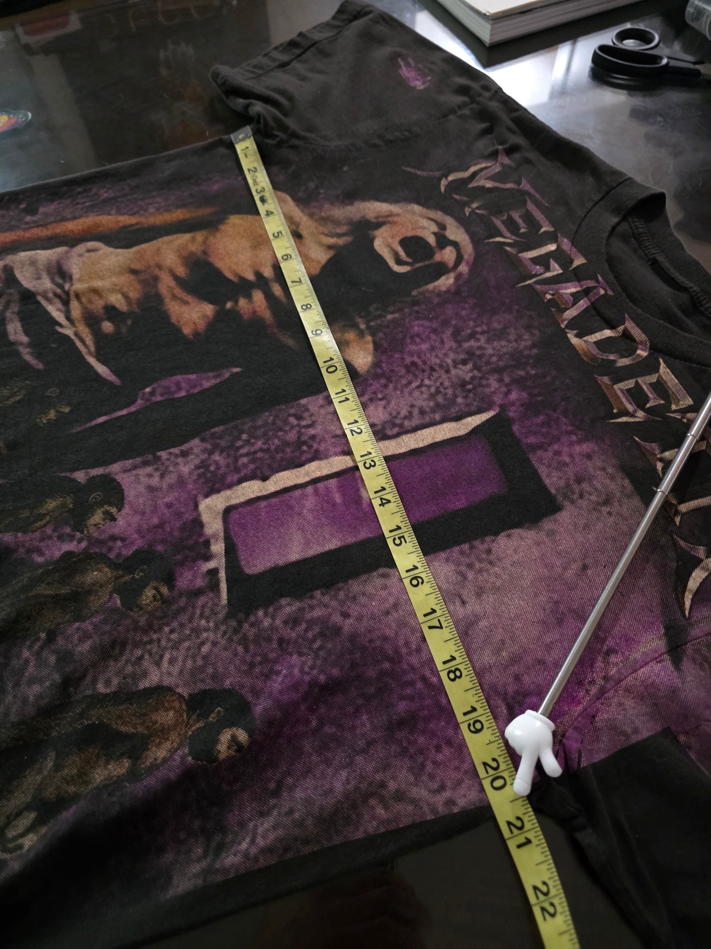 Megadeth Overprint All Over Print Vintage-Style Tee Tshirt Large