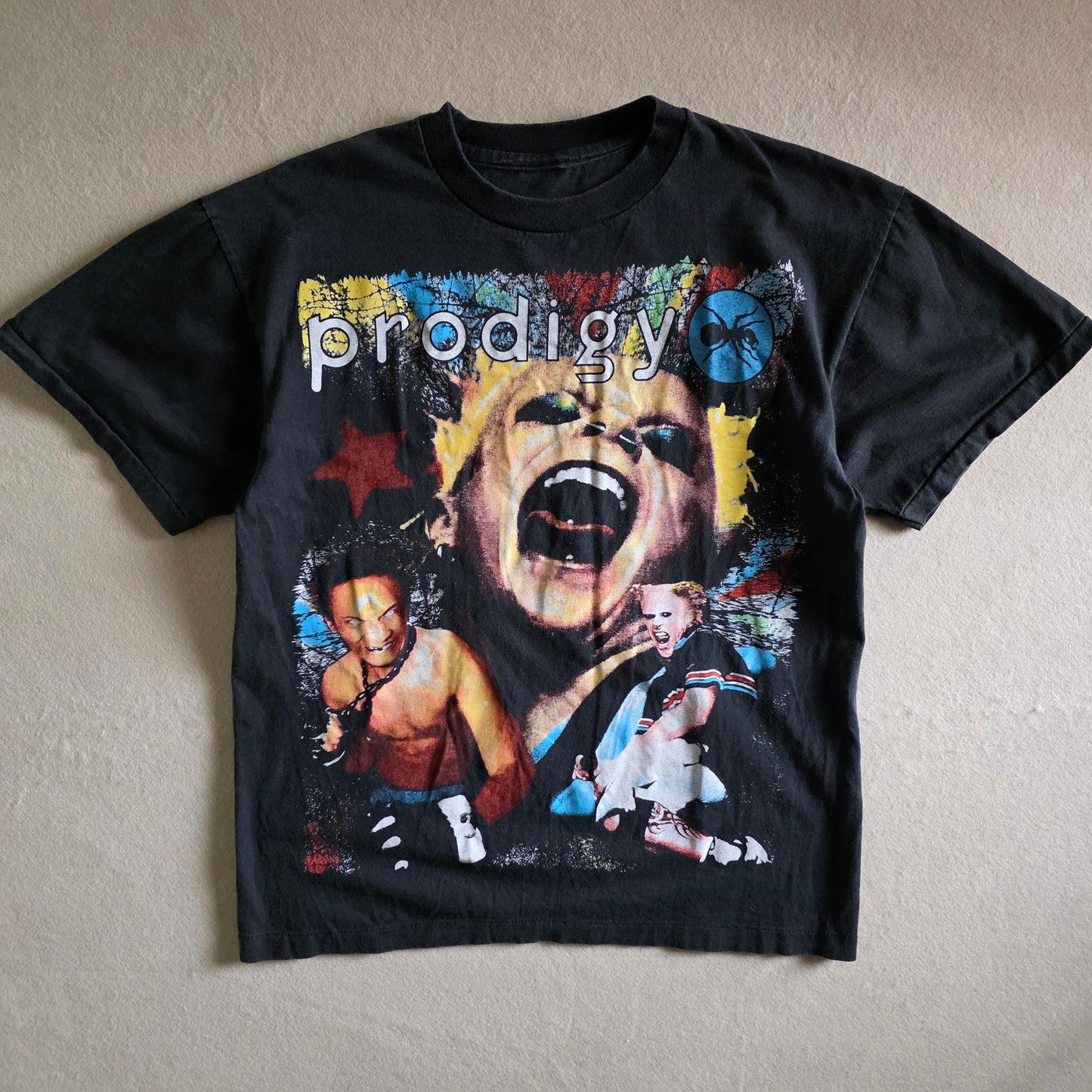 Prodigy 90s Style Double-sided Print Tee Tshirt L Faded Black