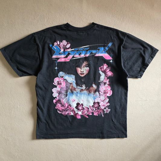 Bjork Logo Retro 90s Style Graphic Tee Tshirt XL Washed Black