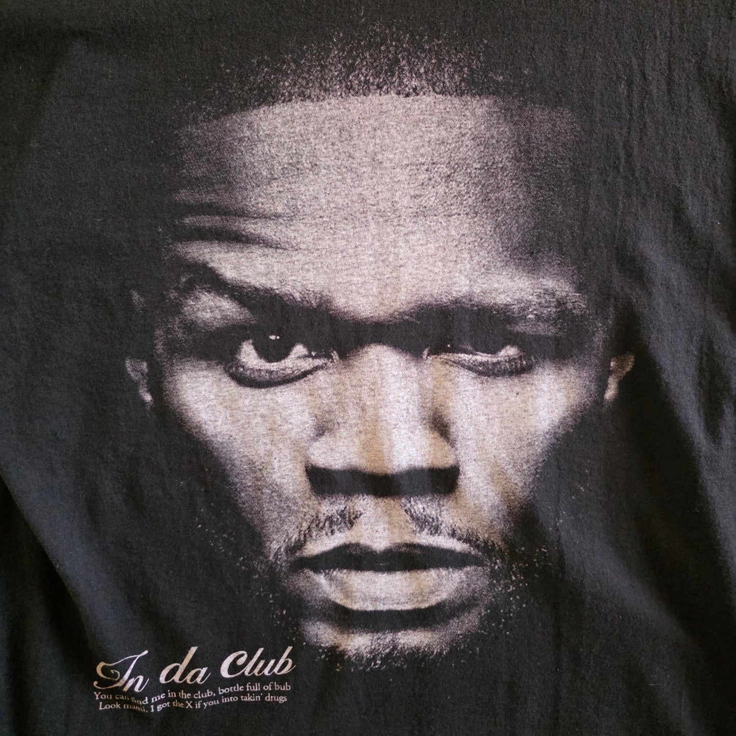 50 Cent Big Print Portrait In Da Club Double-sided Tee Tshirt XL Black