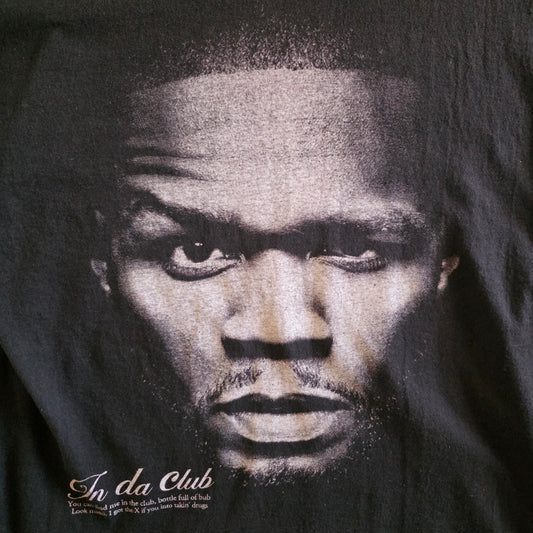 50 Cent Big Print Portrait In Da Club Double-sided Tee Tshirt XL Black