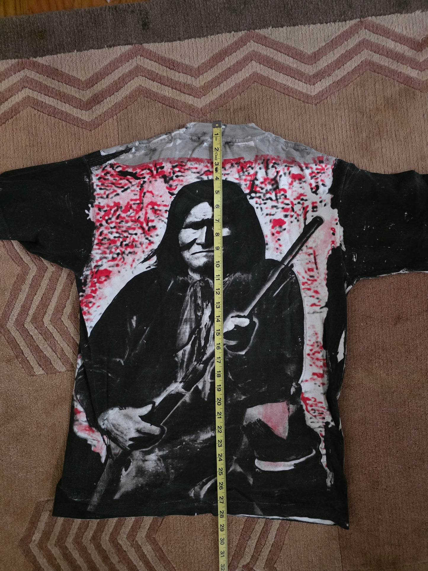 Custom Geronimo Upcycled Overprint All Over Print Tee Tshirt L Reprint