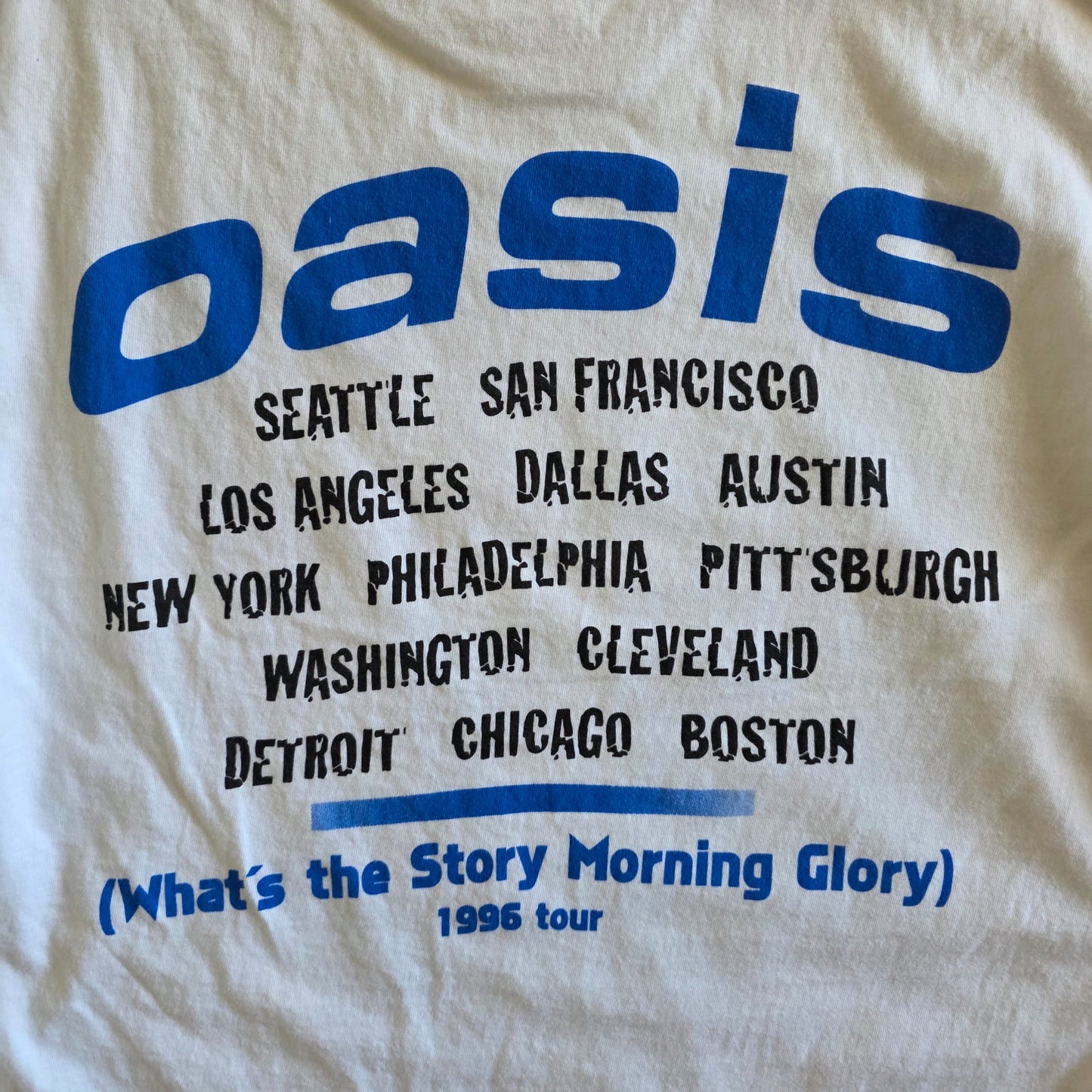 Oasis What's The Story Morning Glory Tour Tshirt L Washed White
