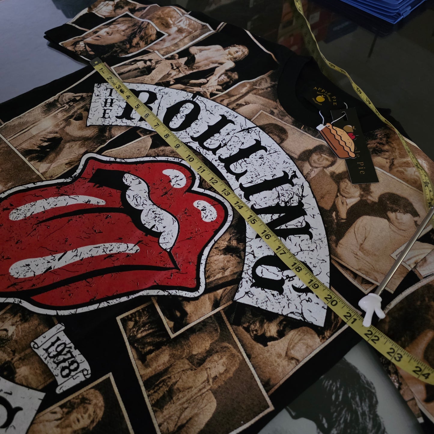 Rolling Stones Overprint All Over Print Graphic Tee Tshirt Large