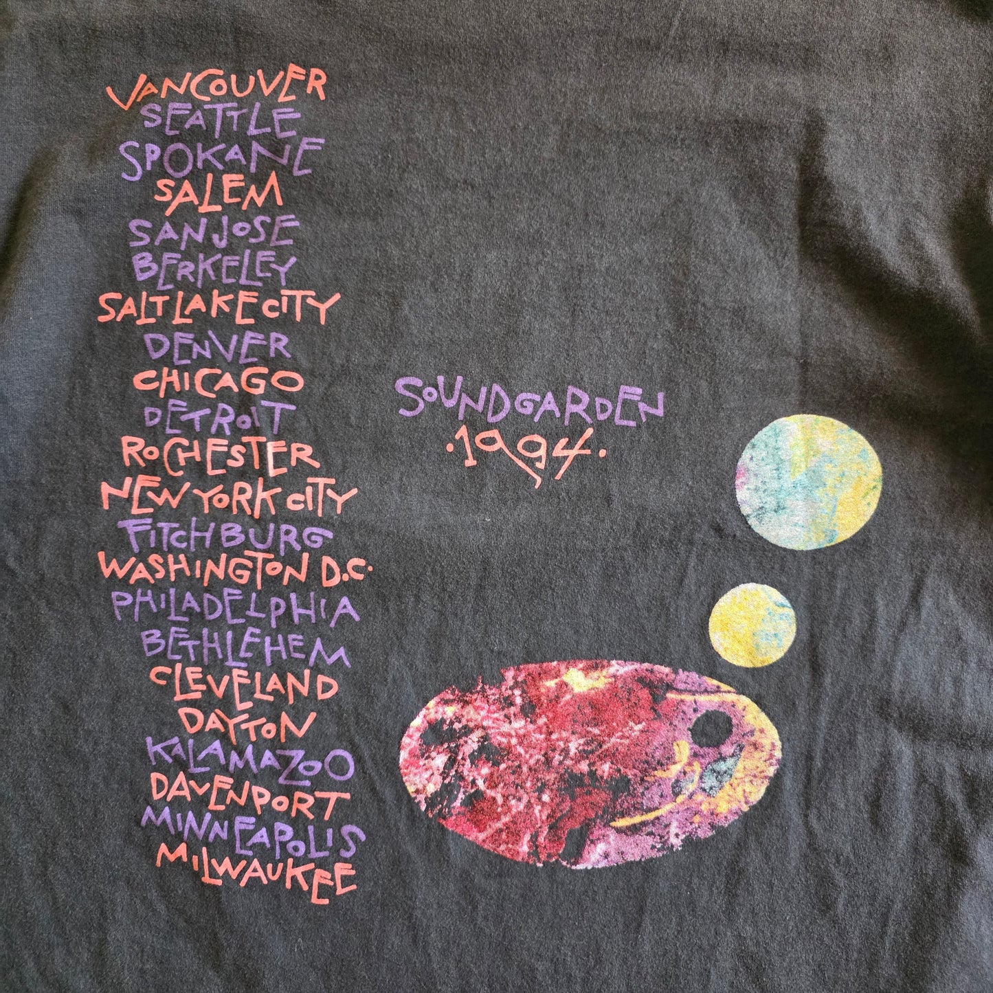 Soundgarden Superunknown European Tour '94 Print Tshirt Tee Faded Black XL