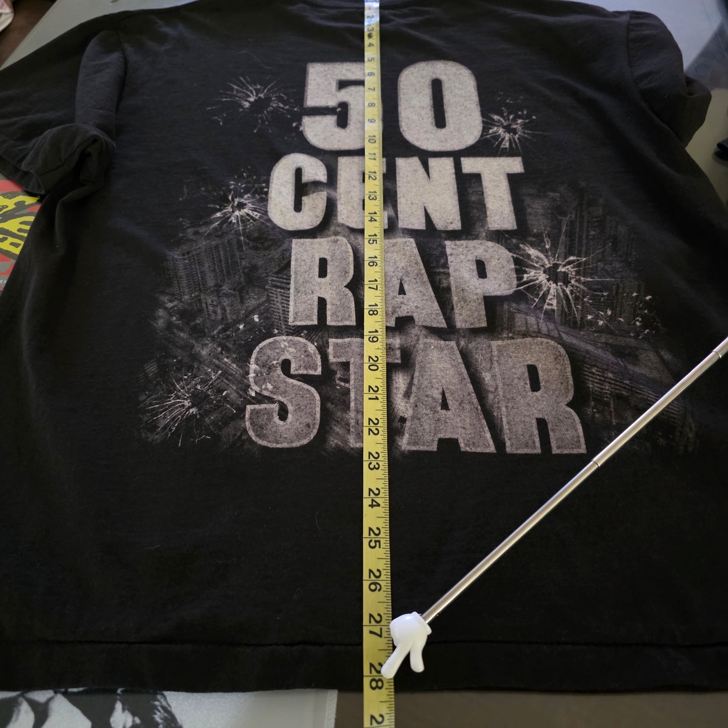 50 Cent Big Print Portrait In Da Club Double-sided Tee Tshirt XL Black