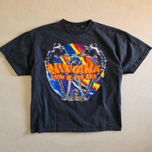 Nirvana Come As You Are Nevermind Double-sided Print Tee Tshirt XL Faded Black