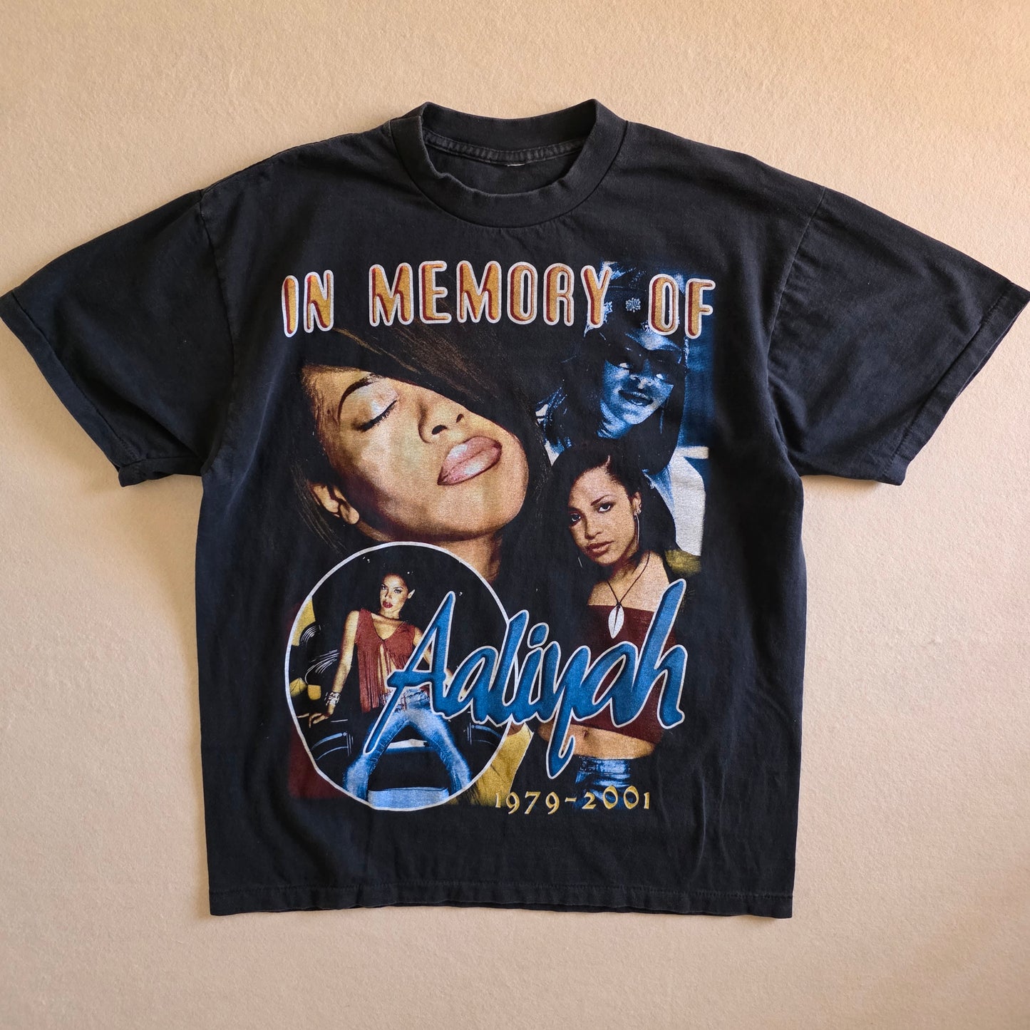 Aaliyah Memorial One In Million Graphic Tee Tshirt Large L Faded Black