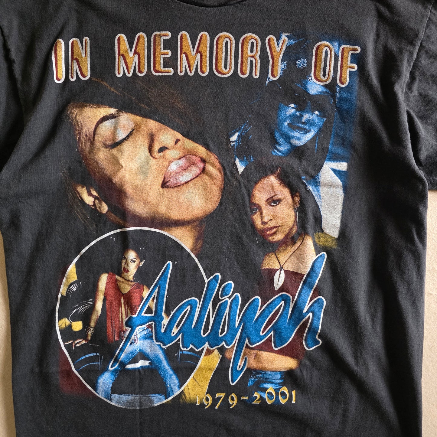 Aaliyah Memorial One In Million Graphic Tee Tshirt Faded Black XL