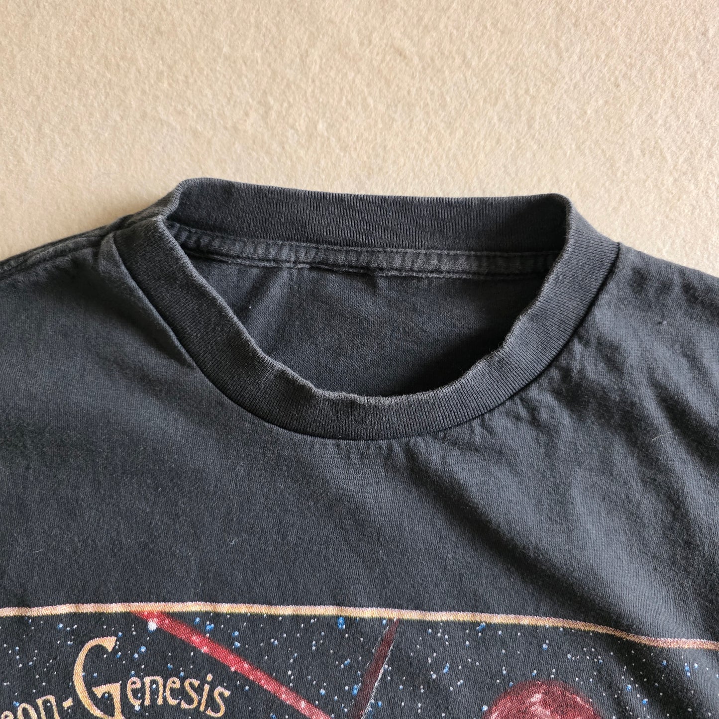 Neon Genesis Evangelion Double-sided Faded Black Graphic Retro Tshirt Tee XL