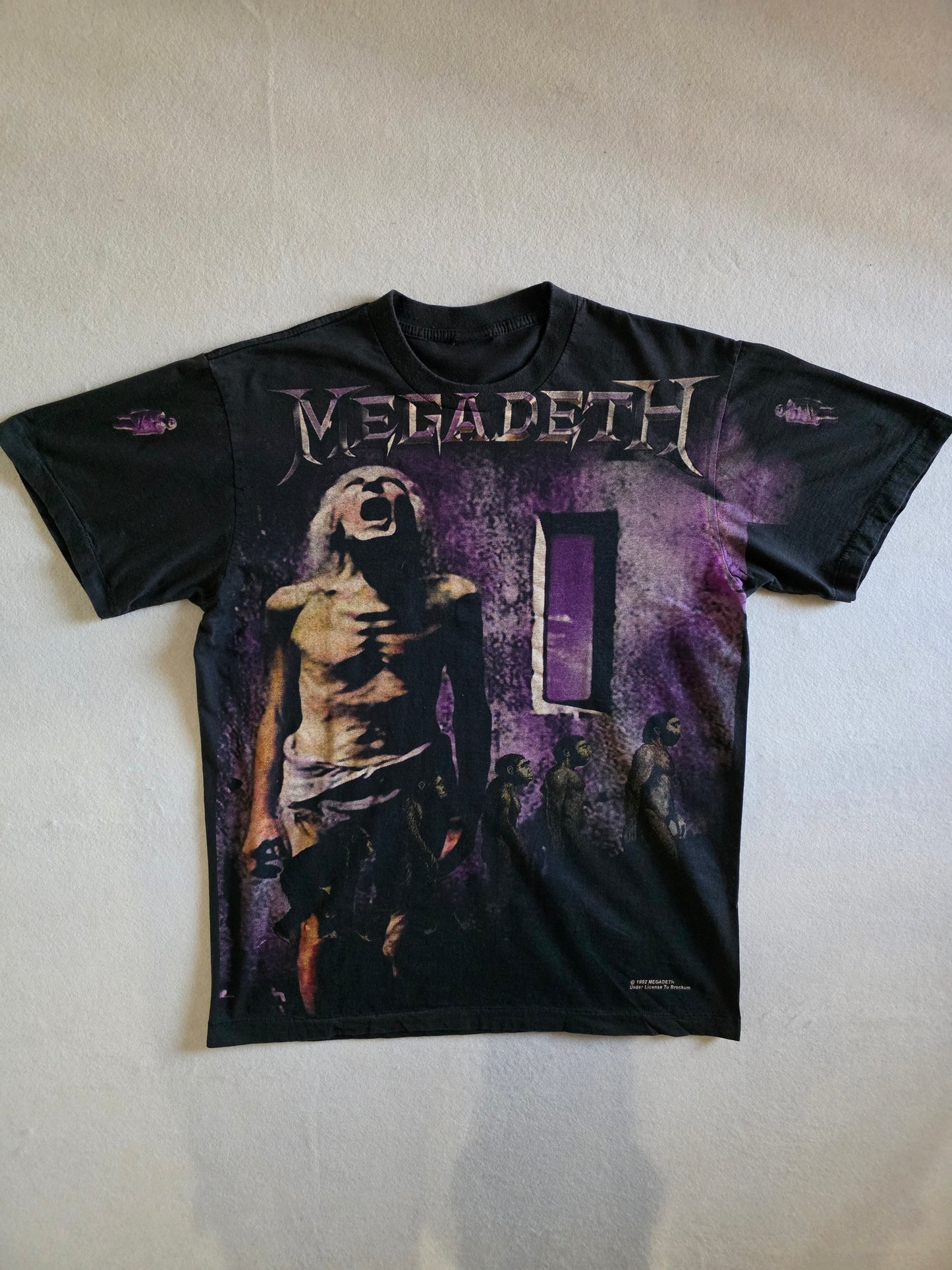 Megadeth Overprint All Over Print Vintage-Style Tee Tshirt Large