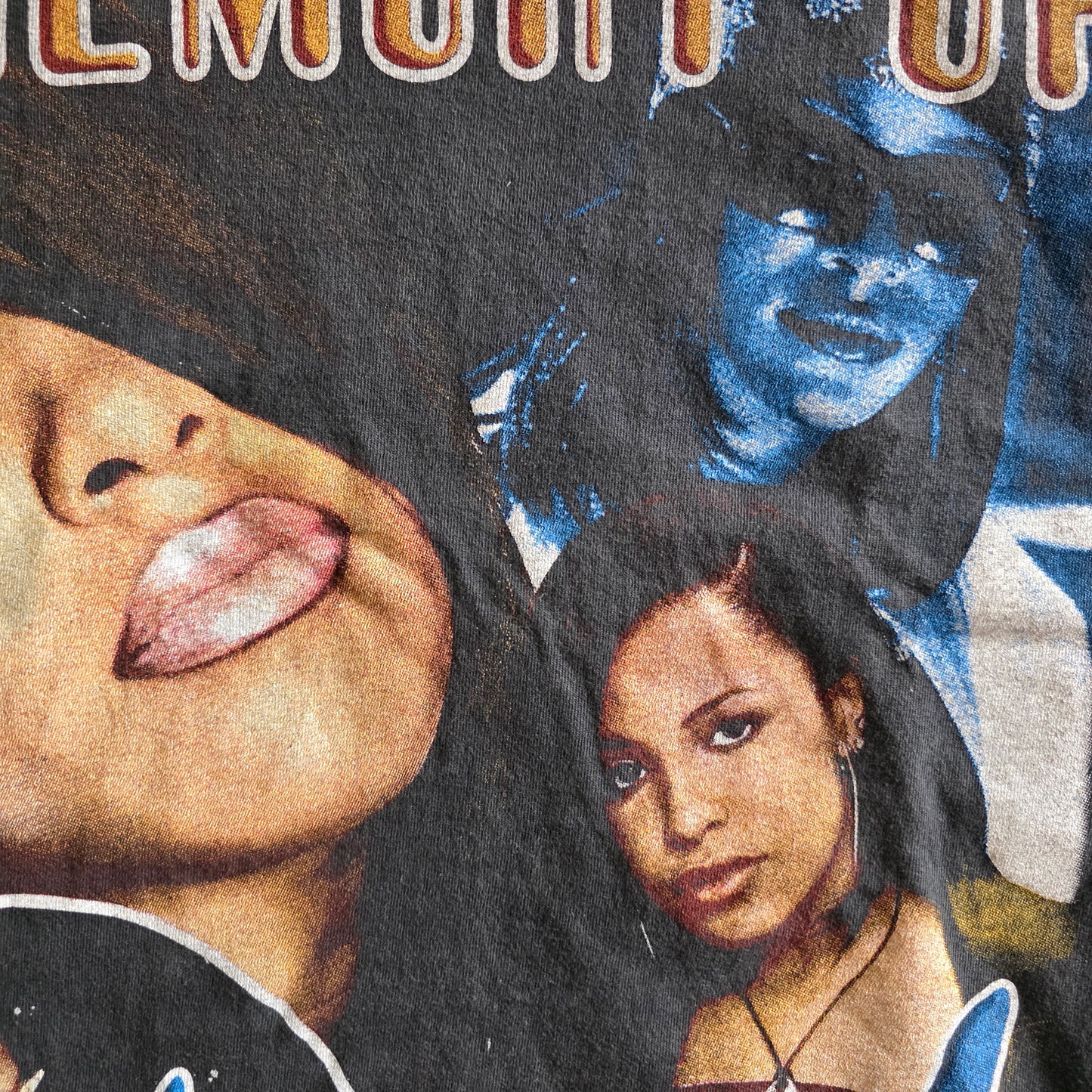 Aaliyah Memorial One In Million Graphic Tee Tshirt Faded Black XL