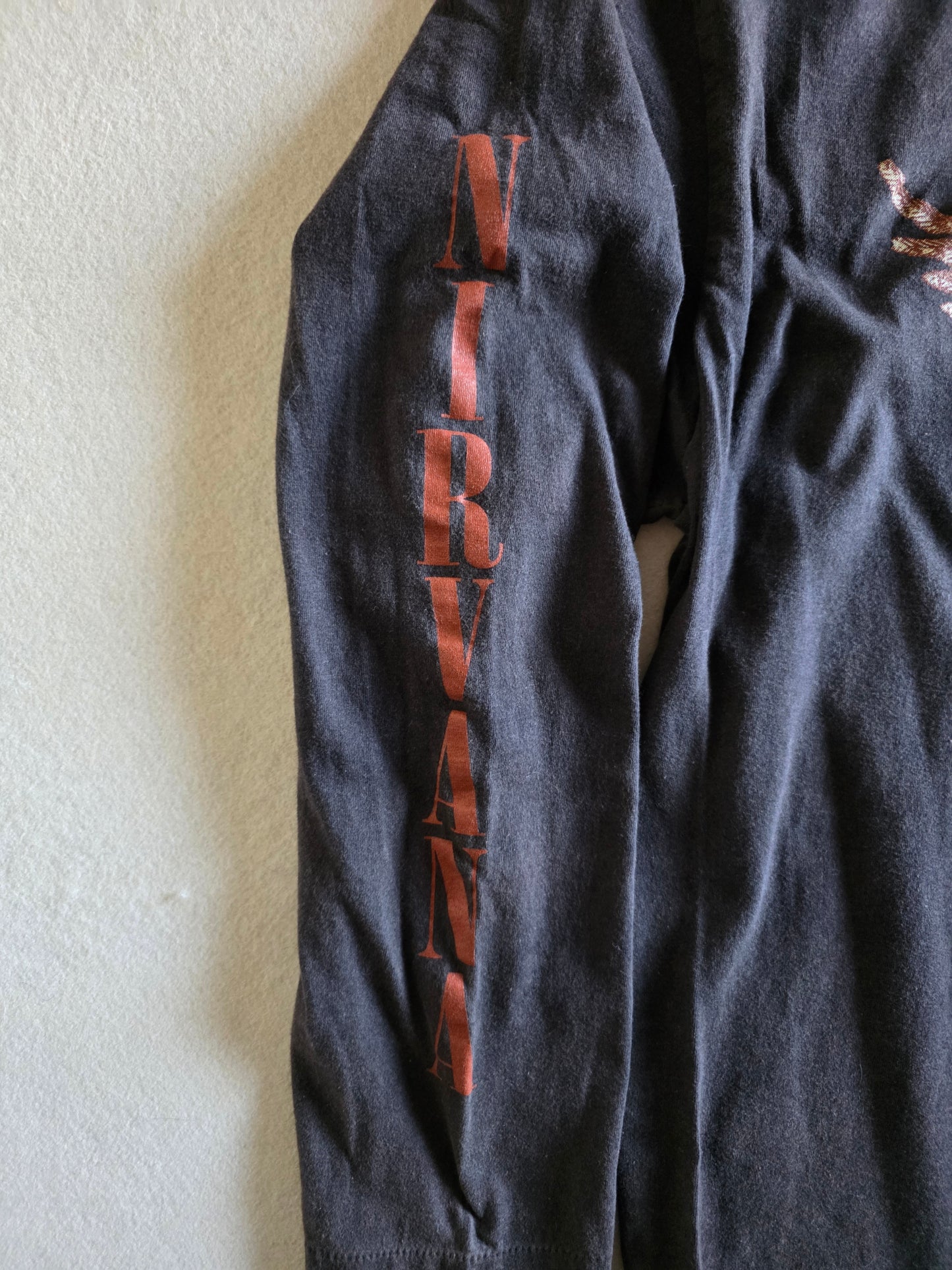 Nirvana In Utero 4 Sided Print Long Sleeve Tee Tshirt Faded Out XL