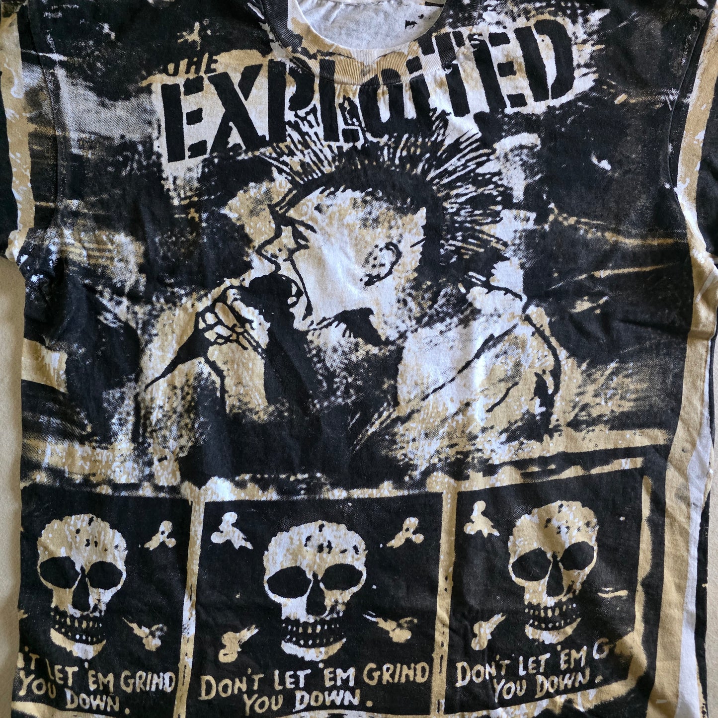 The Exploited Overprint All Over Print Tee Tshirt XL Upcycled