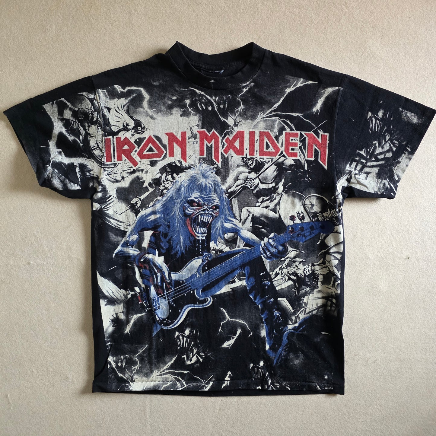 Iron Maiden Overprint All Over Print Graphic Tee Tshirt L