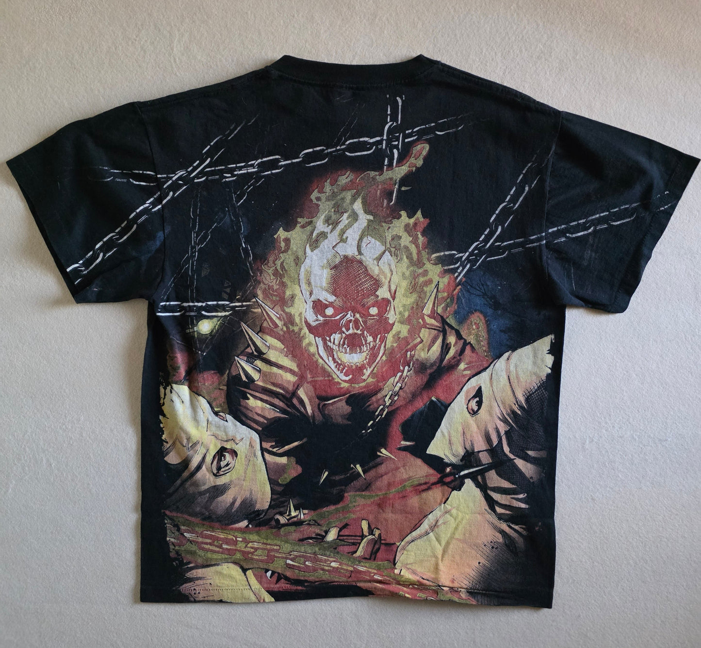 Ghost Rider All Over Print Overprint Print Tee Tshirt L Large