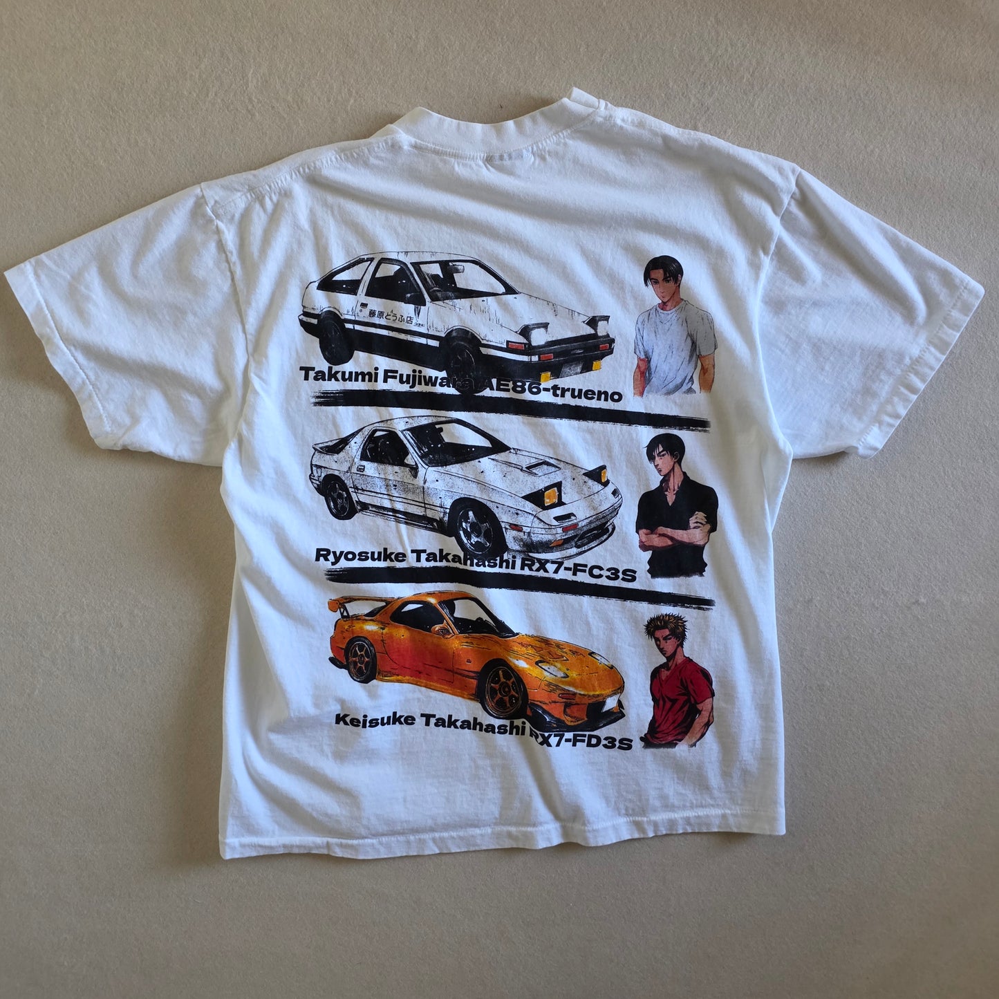 Initial D Double-sided Anime Racing Tshirt XL White