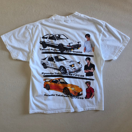 Initial D Double-sided Anime Racing Tshirt XL White