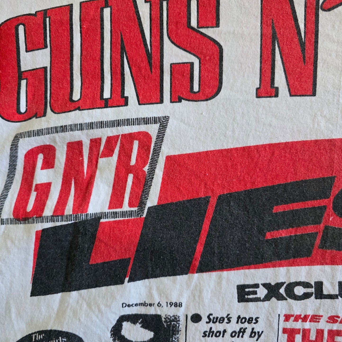 Guns N Roses GNR Newspaper Overprint All Over Print Tee Tshirt XXL